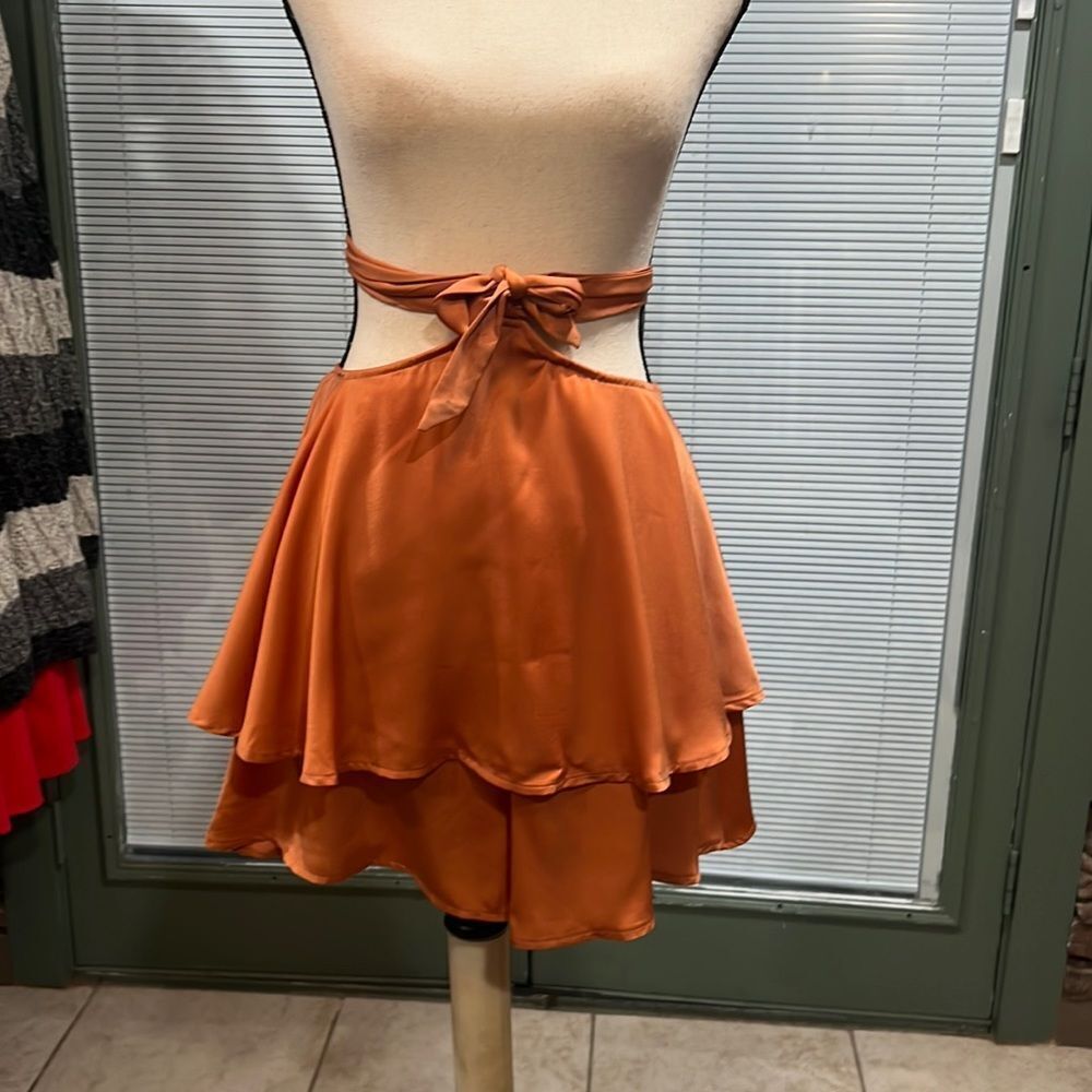 184. Size M HELLO MOLLY Burt Orange high waisted shorts. NWT